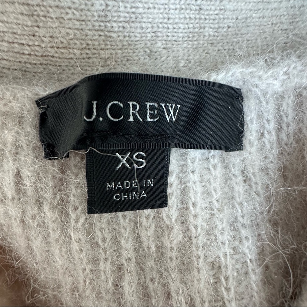 J Crew Alpaca Wool Ribbed Cropped V Neck Cardigan Sweater Blend Stone Beige XS - Picture 6 of 8